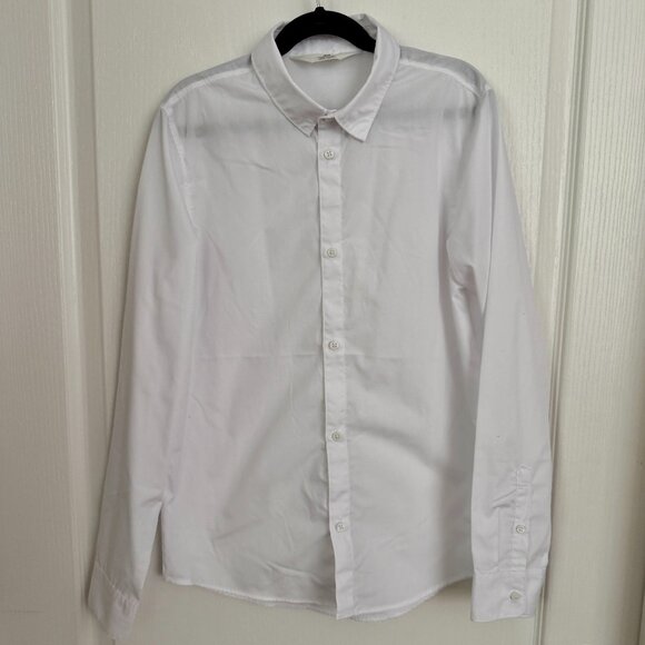 H&M Boys White Easy-Iron Long Sleeve Button Down Shirt Size CA 11-12A / US 14 - Picture 2 of 6